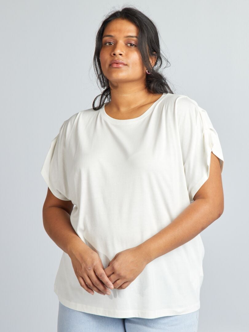 Effen T-shirt met korte mouwen - WIT