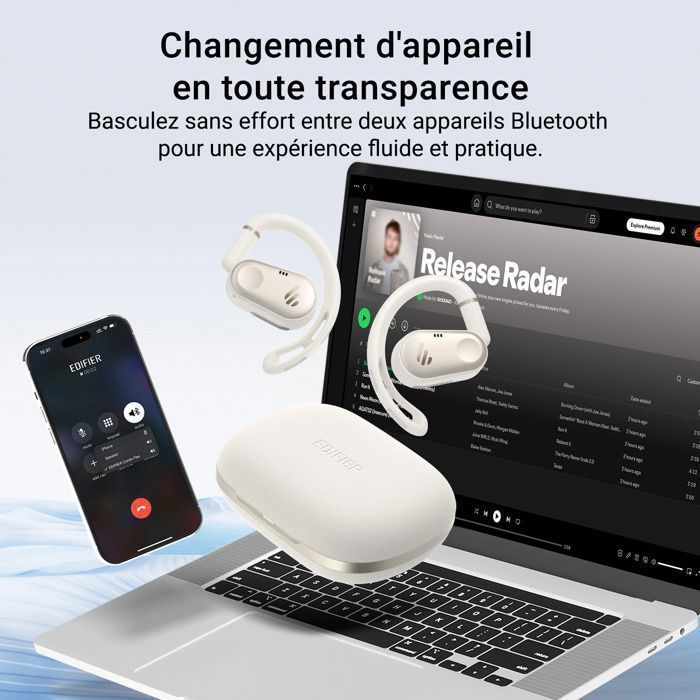 Wireless Earbuds - EDIFIER - Open Ear - Bluetooth 5.4 - 40H Battery Life - IP55