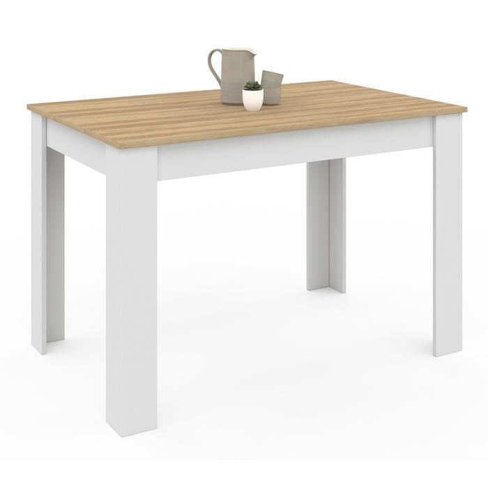 Mesa de comedor rectangular fija - IDMARKET - ROZY - Madera y blanco - 4 personas - 110 cm