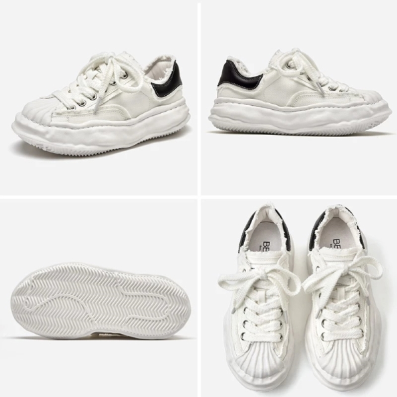 Sneakers casual da donna in pelle sintetica, patchwork, tela, punta tonda, suola dissolvente, allacciatura, scarpe da donna fatte a mano 29136