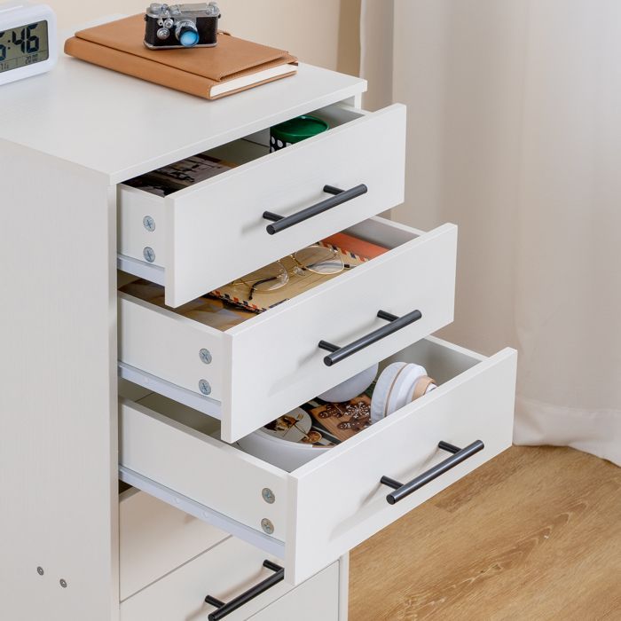 HOOBRO Caisson de Bureau 7 tiroirs, Meuble de Rangement Mobile, Placard de Rangement pour Dossier, pour Documents, Blanc