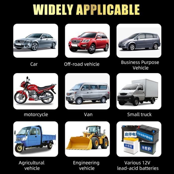 Cargador de batería inteligente para coche y motocicleta con pantalla táctil de 12 V, 6 A y 120 Ah