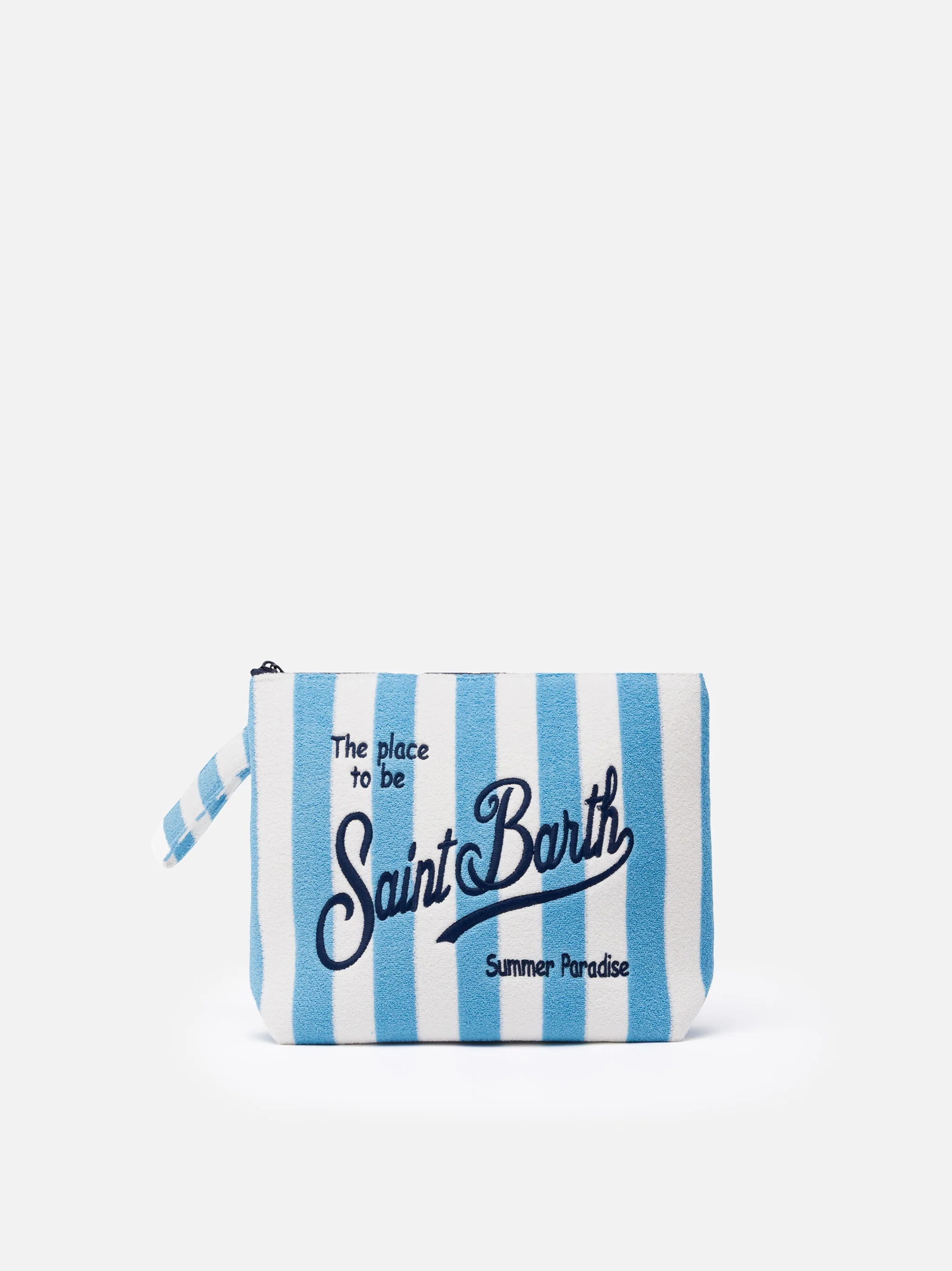 Aline L clutch tas van reliëf gestreepte spons