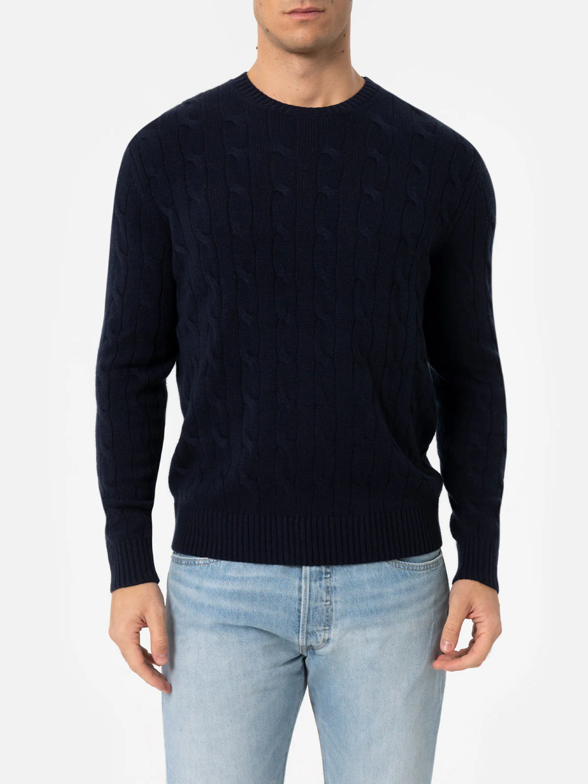 Regent herentrui met ronde hals, marineblauw, van kasjmierblend