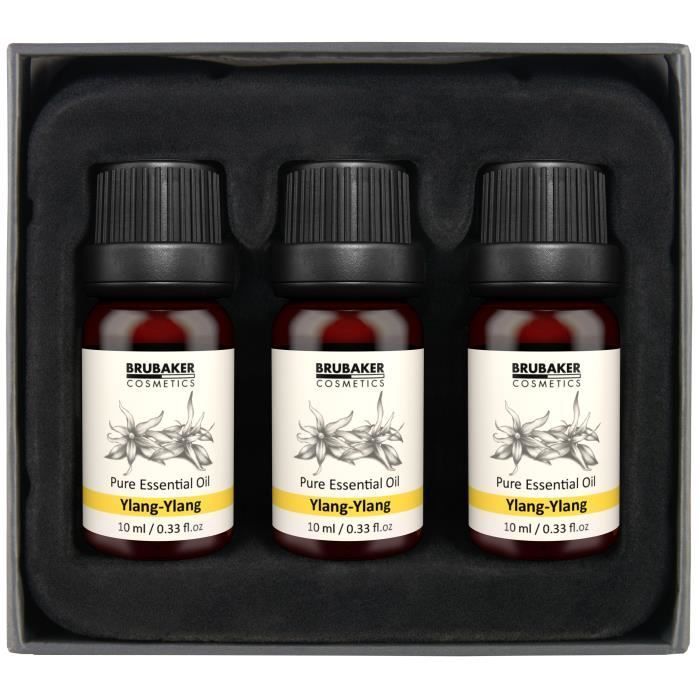 BRUBAKER Cosmetics Huiles Essentielles - Set de 3 Huiles de Ylang-Ylang - Aromathérapie - naturel et végétalien - 3 x 10 ml