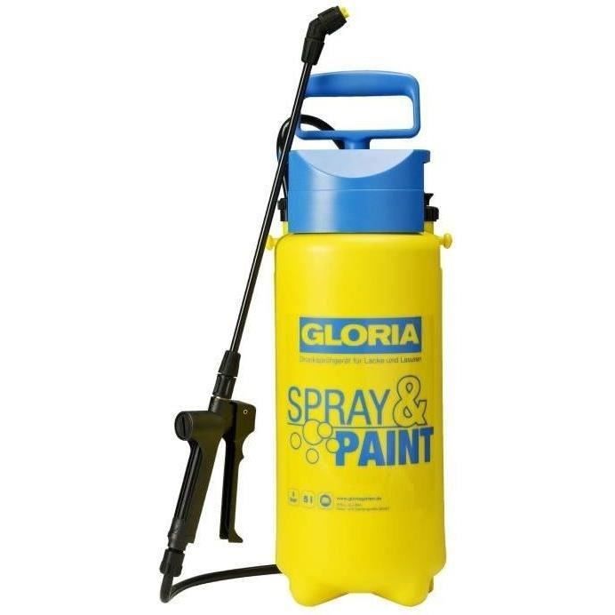 Pulvérisateur à main Gloria Spray&Paint 5L - 3 bars - Soupape et buse à jet plat - Joints Viton