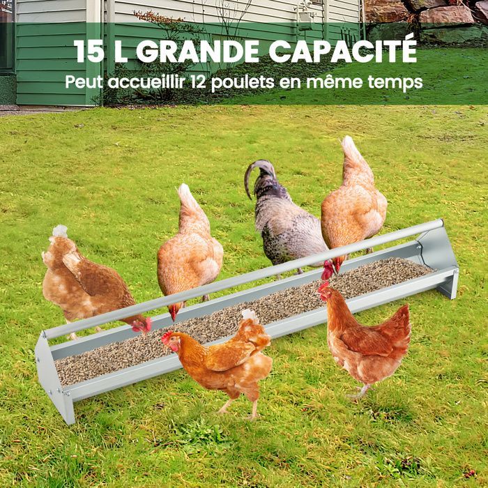 COSTWAY Mangeoire à Poulet en Métal, Trous de Drainage, Mangeoire pour Poules à Volaille, pour Poulailler Pigeon Canard Perroquet
