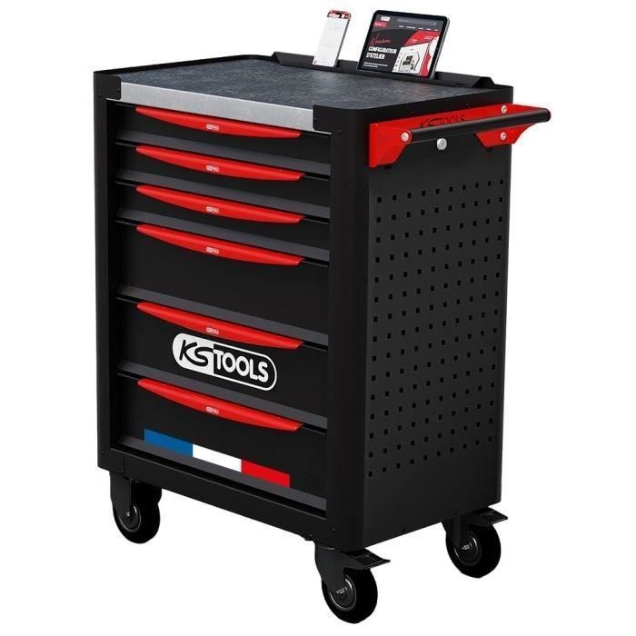 Carro de taller - Equipado - 6 cajones - KS Tools - 824.6536F - Negro - 265 herramientas - Fabricado en Francia