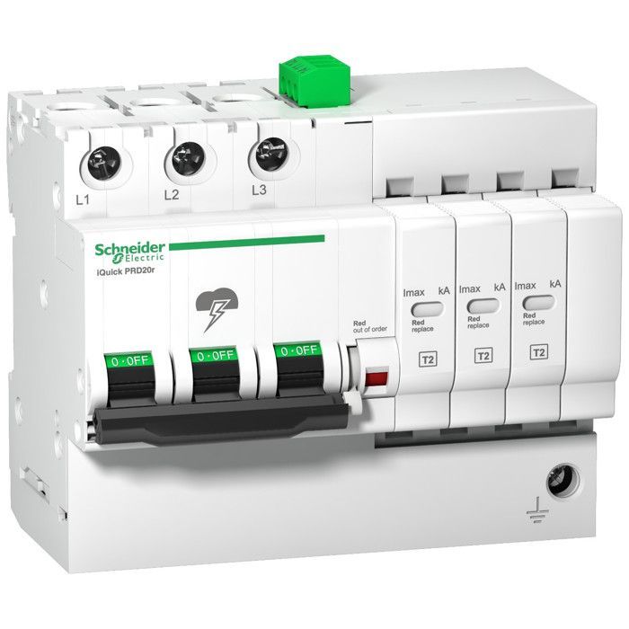 A9L16293 Schneider - Pararrayos trifásico autoprotegido tipo 2 - 40 kA - relé de señal