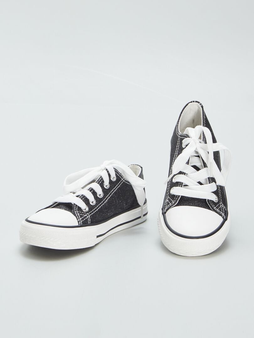 Zapatillas bajas de lona con lentejuelas - negras
