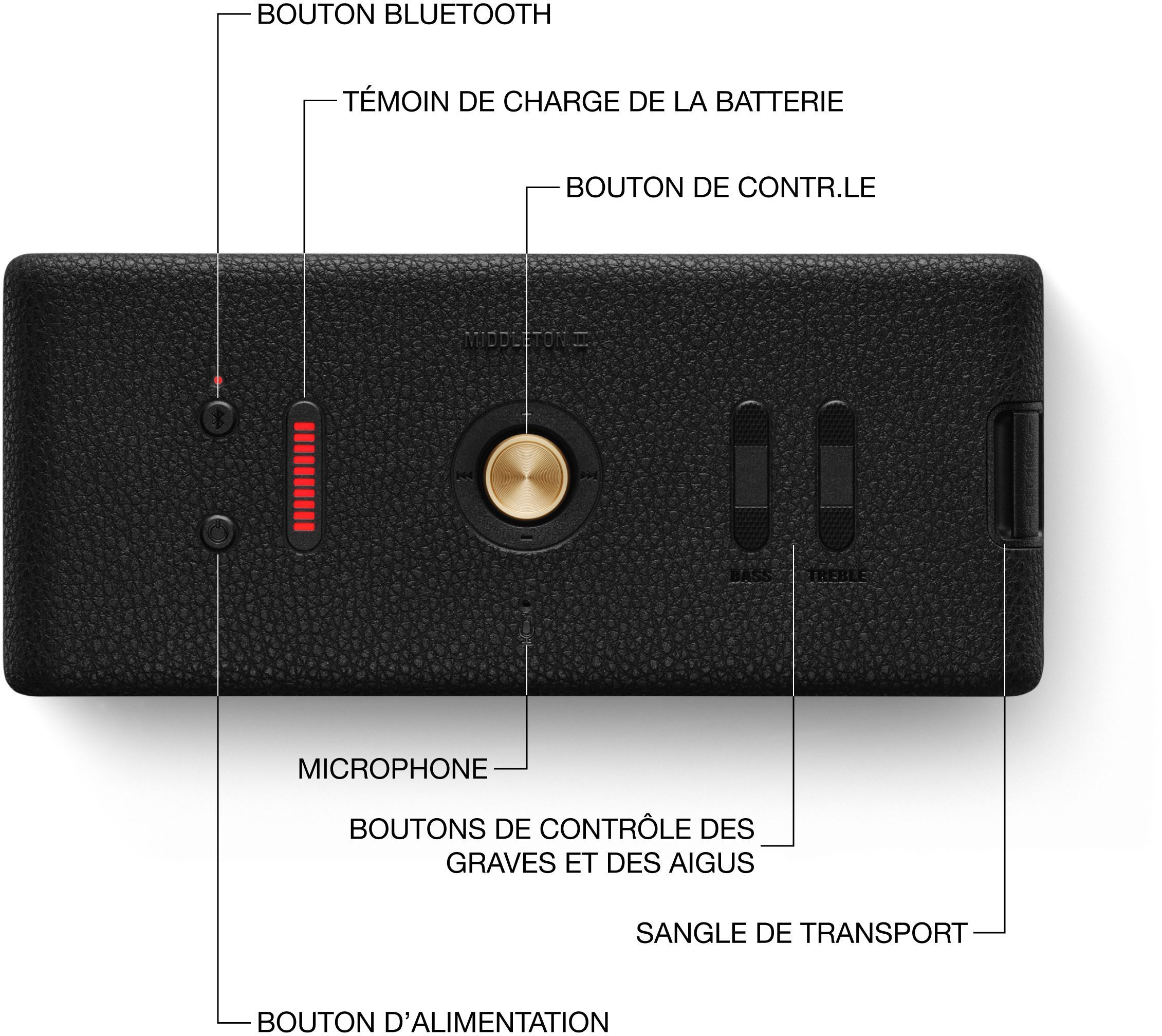 Enceinte sans fil - MARSHALL - Middleton II - 30 h d’autonomie - Bluetooth - Résistante à l’eau