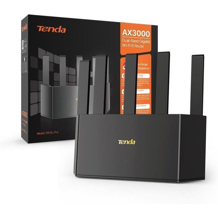 Router WiFi 6 TENDA - TX12L Pro - AX3000 - 4 porte Gigabit - Protezione WPA3