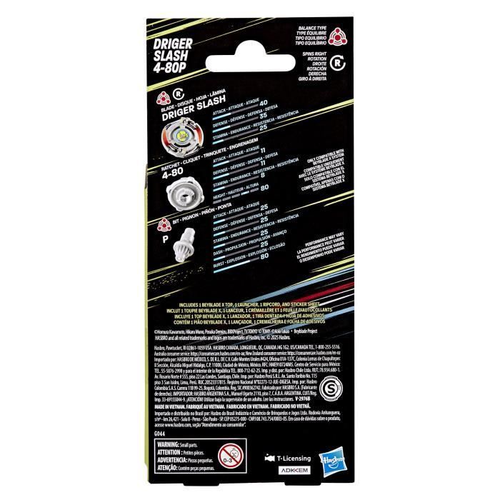 Beyblade X Starter Pack X-Over Project Driger Slash 4-80P, toupie de type équilibre et lanceur, dès 8 ans