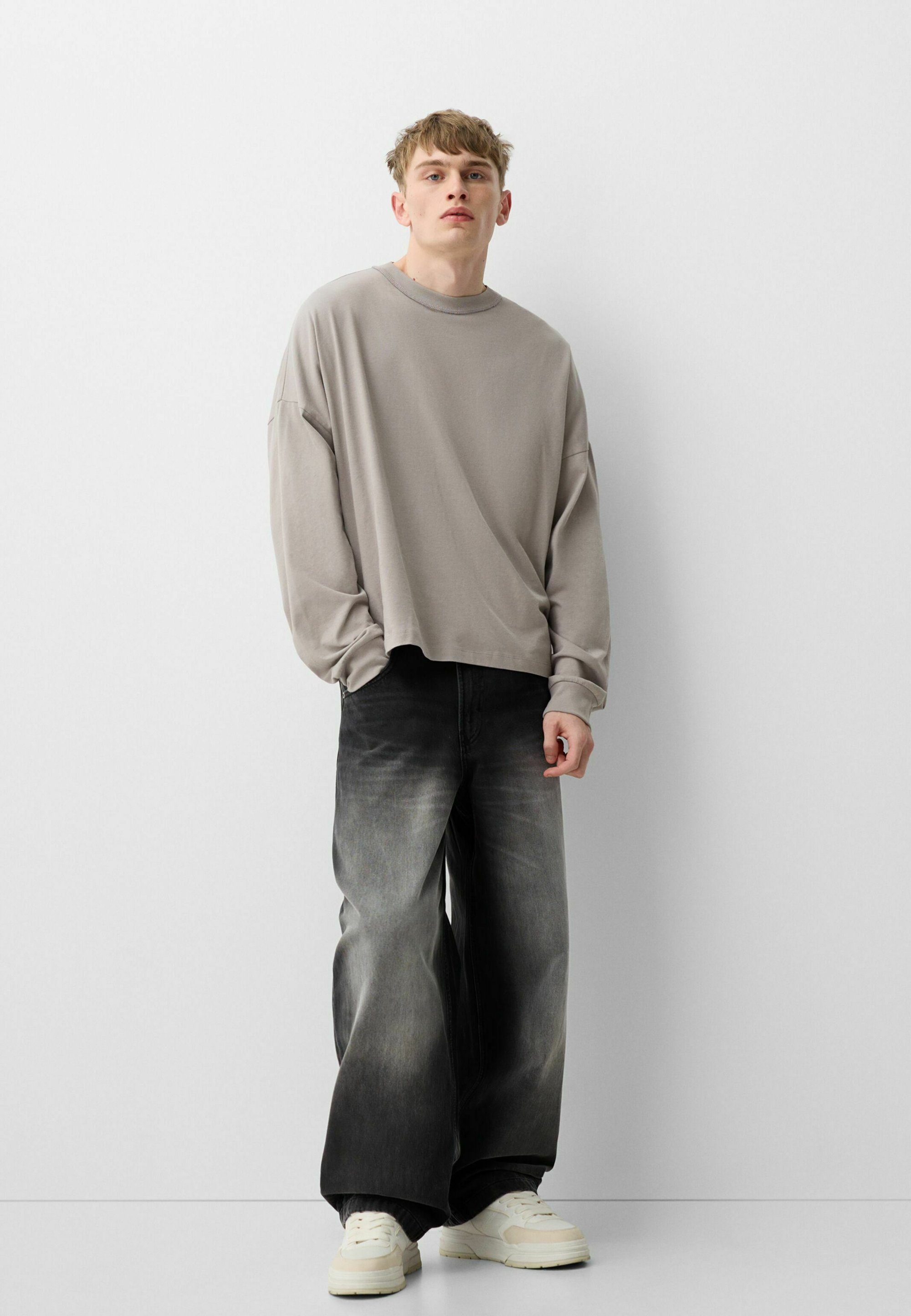 Bershka SUPER BAGGY - Jean ample - noir