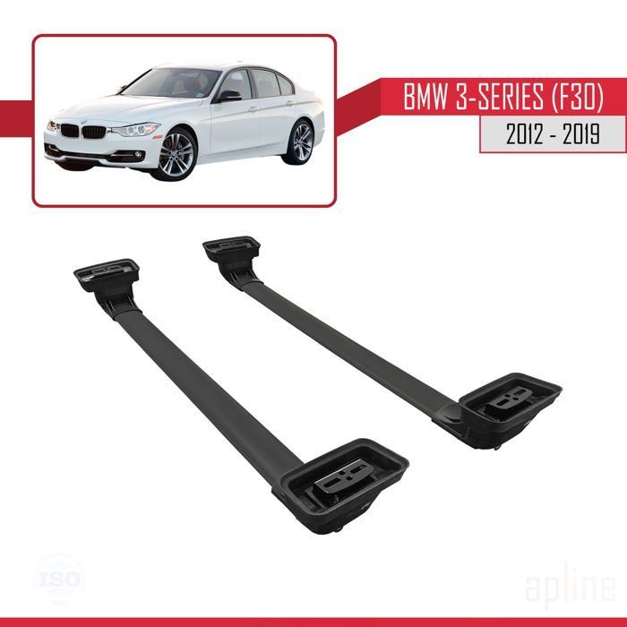 Barras de techo - ACE-3 - Compatibles con BMW Serie 3 (F30) 2012-2019 - Aluminio - Negro - 2 barras