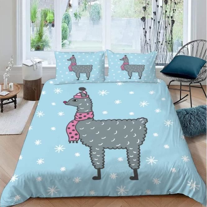 Juego de ropa de cama infantil - Alpaca - Funda nórdica 140x200cm - Microfibra hipoalergénica - 3 piezas