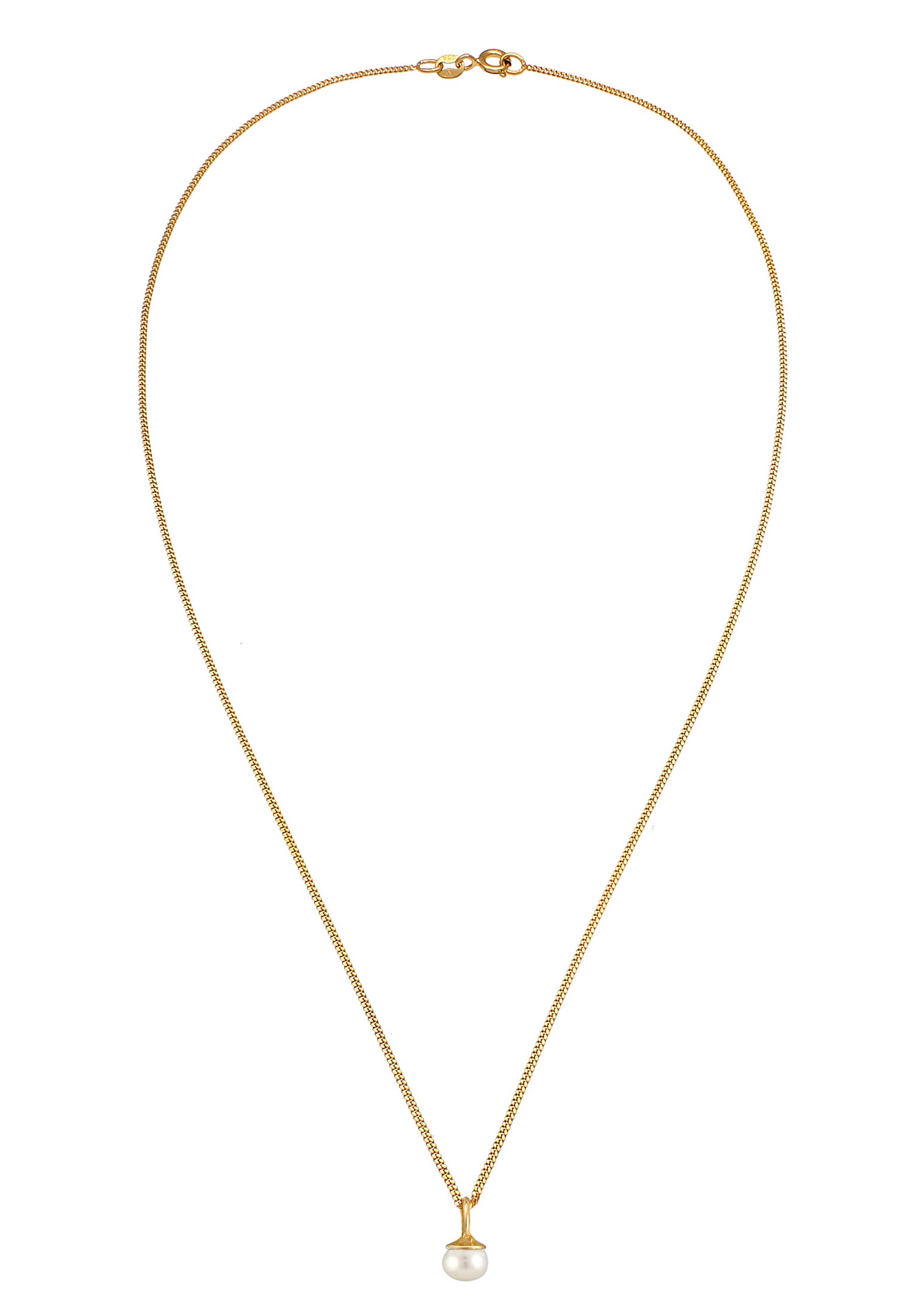 Elli Pendentif pour dames Perle de culture d'eau douce Minimal en argent sterling 925 plaqué or