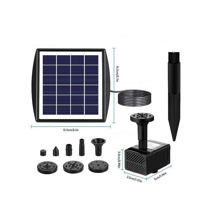 Bomba solar para fuentes - YYV - SHE-331 - 2W - 200L/H - Para estanques/jardines/acuarios