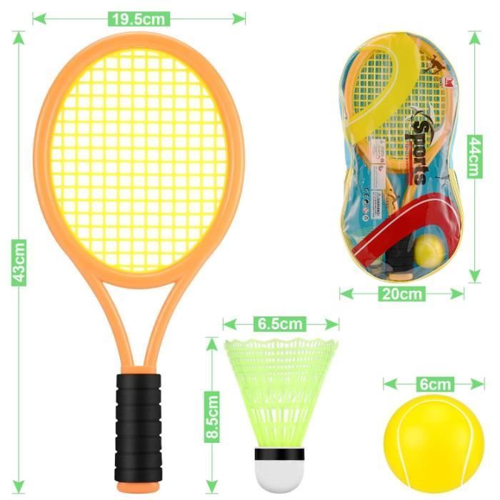 Juego de raquetas de tenis y bádminton - Deportes portátiles - 2 en 1 - 2 raquetas - 2 pelotas - 2 volantes