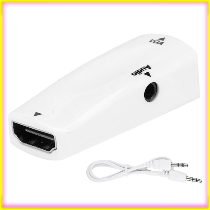 Adaptador HDMI a VGA Keenso blanco 1080P HD Interfaz multimedia hembra a VGA hembra para proyector de vídeo blanco