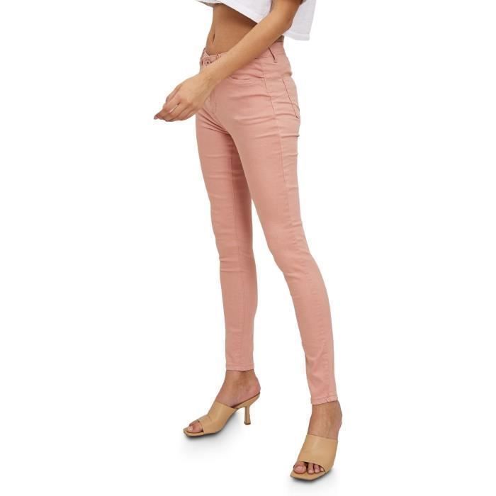 Women's jeans - I DODO - Slim fit - High waist - Cotton/Lycra - Salmon pink