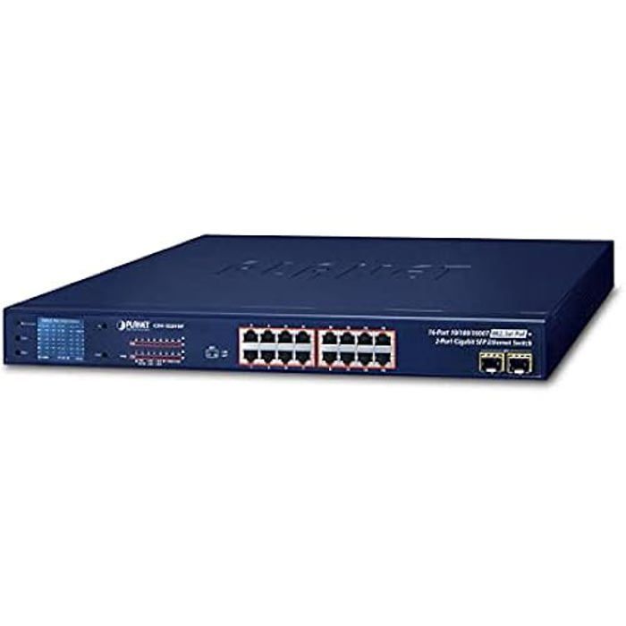 Switch réseau - PLANET - GSW-1820VHP - 16 Ports 10/100/1000T - PoE 802.3at - 2 Ports SFP 1000X