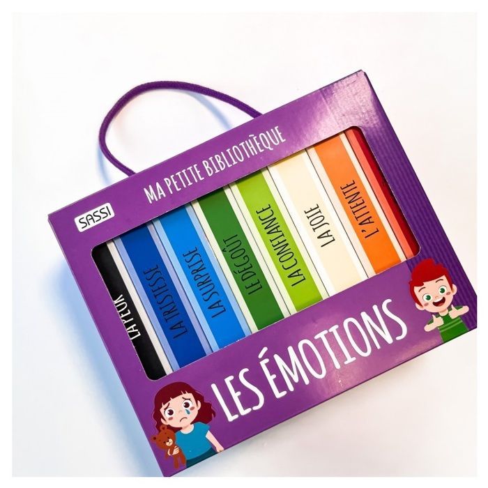 Sassi Junior | Lot de 8 livres - Ma petite bibliothèque Les émotions - Multicolore - 22 x 18 cm