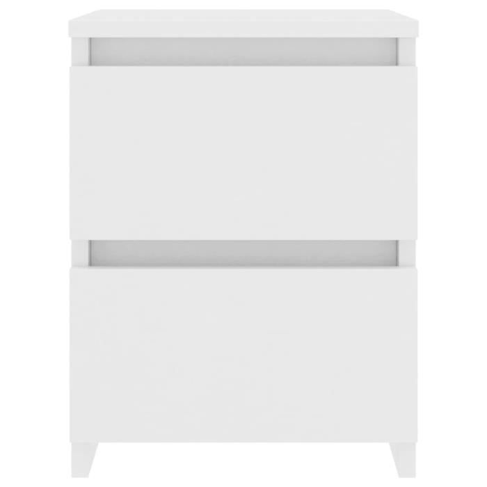 Table de chevet - UNI*7774 - Blanc - 2 tiroirs - Moderne-design