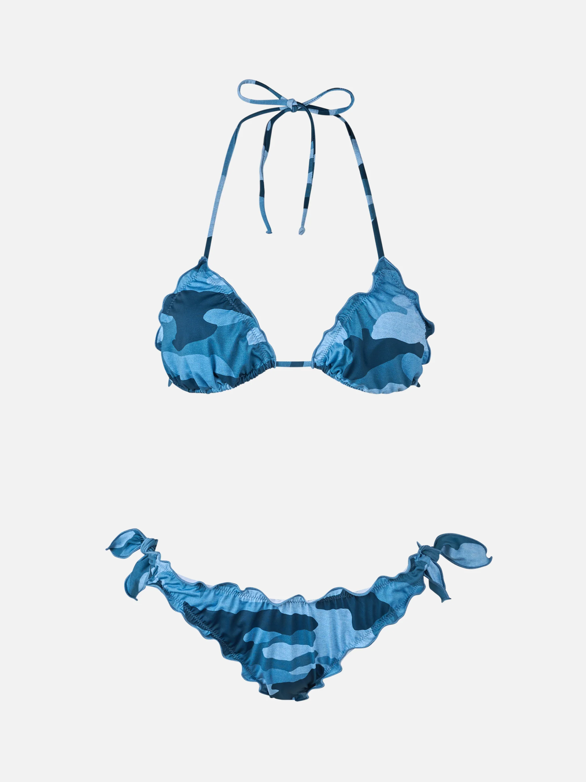 Sarius Klassieke Triangel Bikini voor Dames in Camo Denim