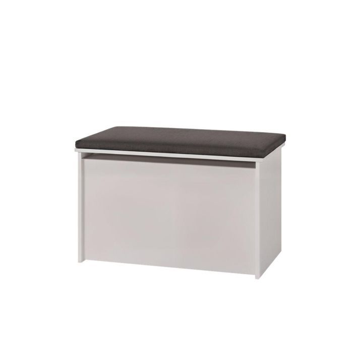 Baúl de juguetes DARIA - Asiento acolchado para niños - Blanco - 73x42x40cm