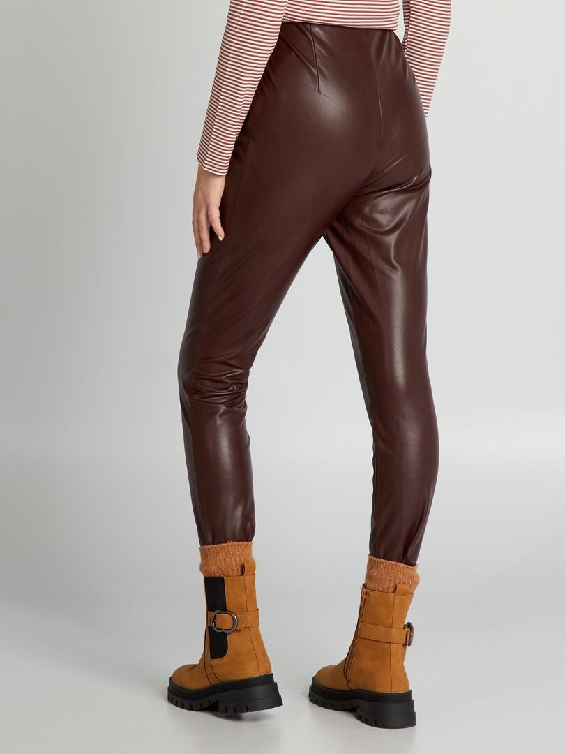 Leggings met hoge taille van imitatieleer - ROOD