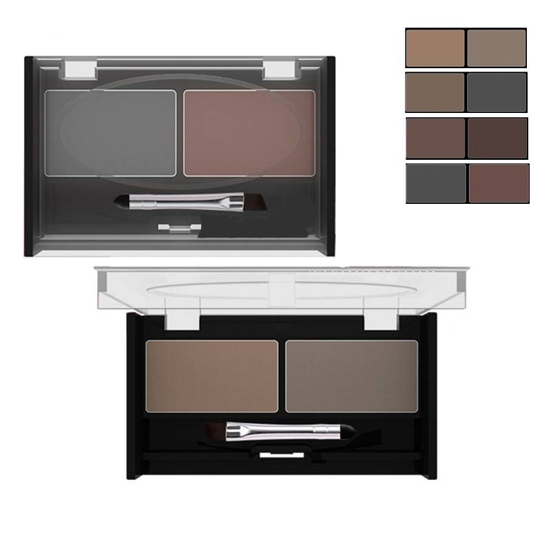 Palette de fards à paupières professionnelle en poudre, 2 couleurs, waterproof, pour les sourcils + pinceau rehausseur de sourcils