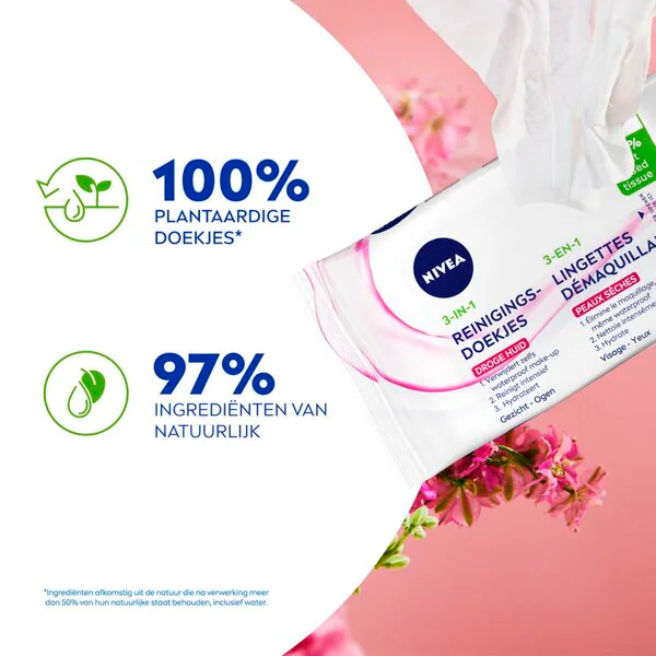 Μαντηλάκια καθαρισμού NIVEA 3 σε 1<br>25 τεμάχια - Ξηρό δέρμα