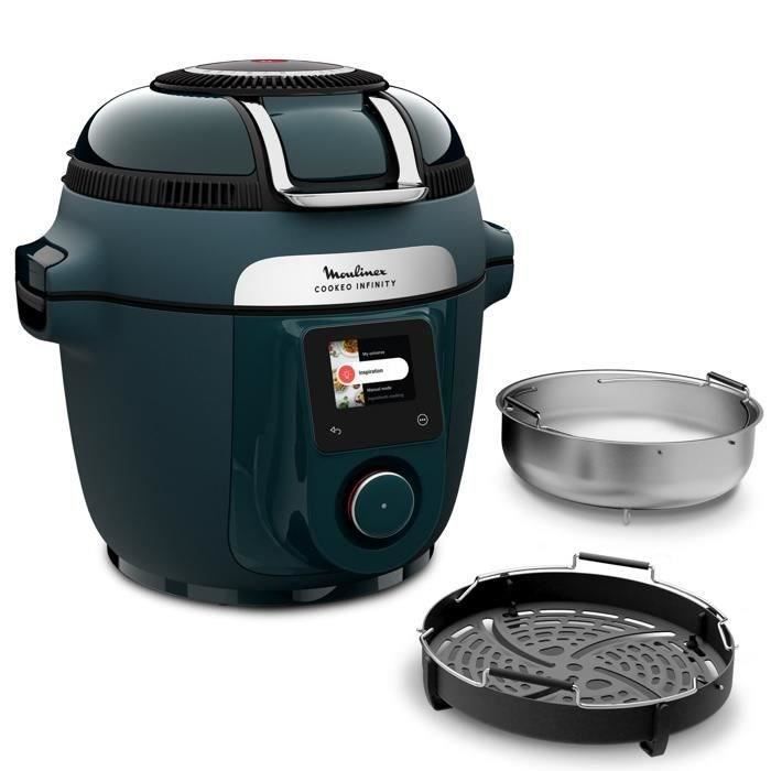 MOULINEX - Cookeo Infinity - Friggitrice ad aria + pentola a pressione - Senza paletta mescolatrice - 17 programmi - Trust Blue - CE97GUF0