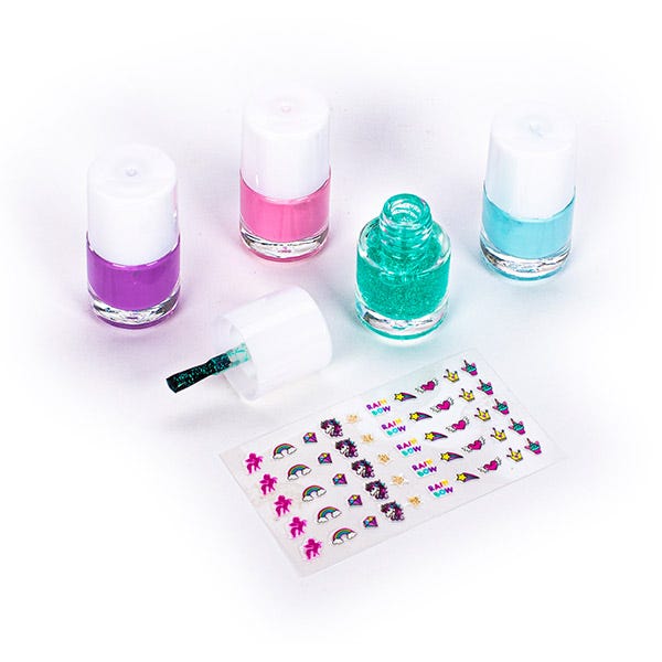 Set de 5 decorațiuni pentru unghii cu unicorni magici + autocolante | 1 buc.