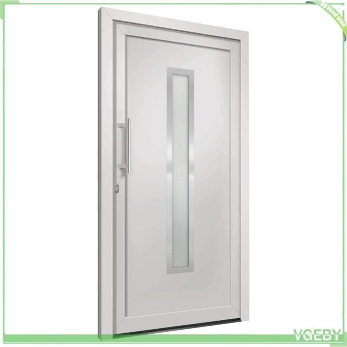 Porte d'entrée PVC blanche 108 x 200 cm – vitrage isolant 4-12-4, serrure 5 points, seuil aluminium