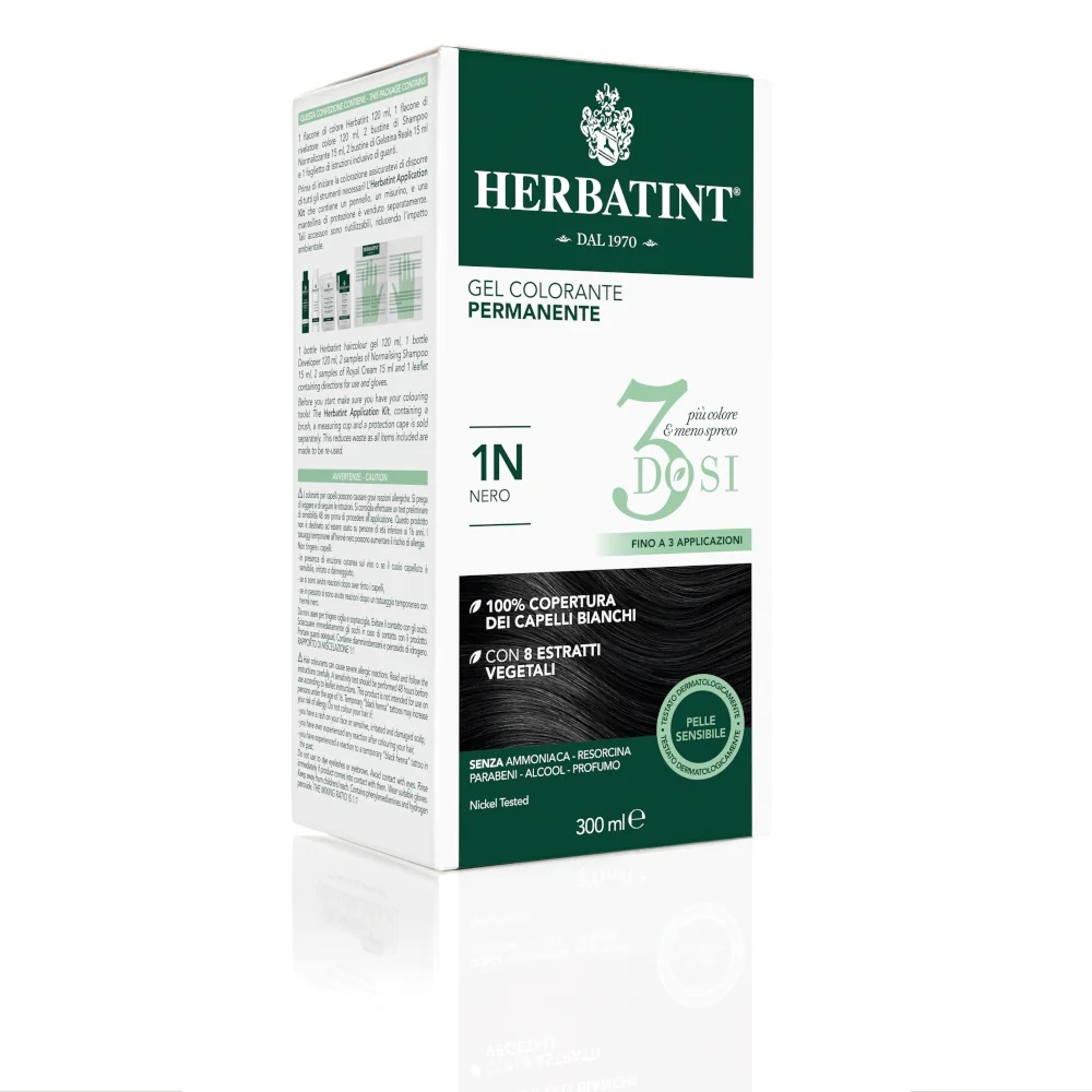 HERBATINT Gel colorant permanent Herbatint 3 doses 1N noir 300 ml