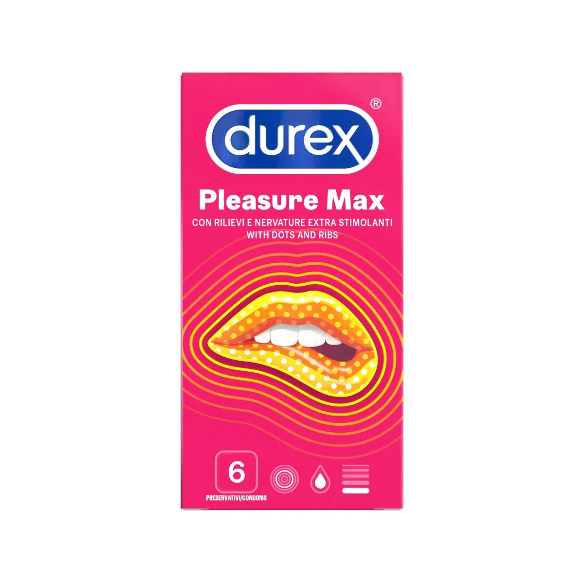 Durex Pleasuremax Stimulierende Kondome, 6 Stück, transparent und gleitmittelbeschichtet