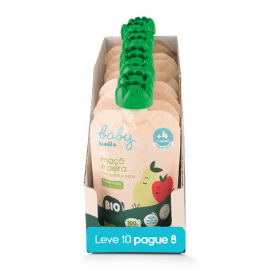 „Baby Wells“ ekonominės klasės obuolių ir kriaušių tyrės pakuotė, 10 vnt. x 90 g