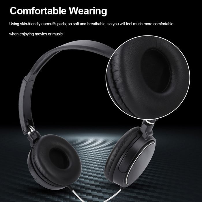 Casque de musique stéréo HiFi avec casque filaire compact pliable