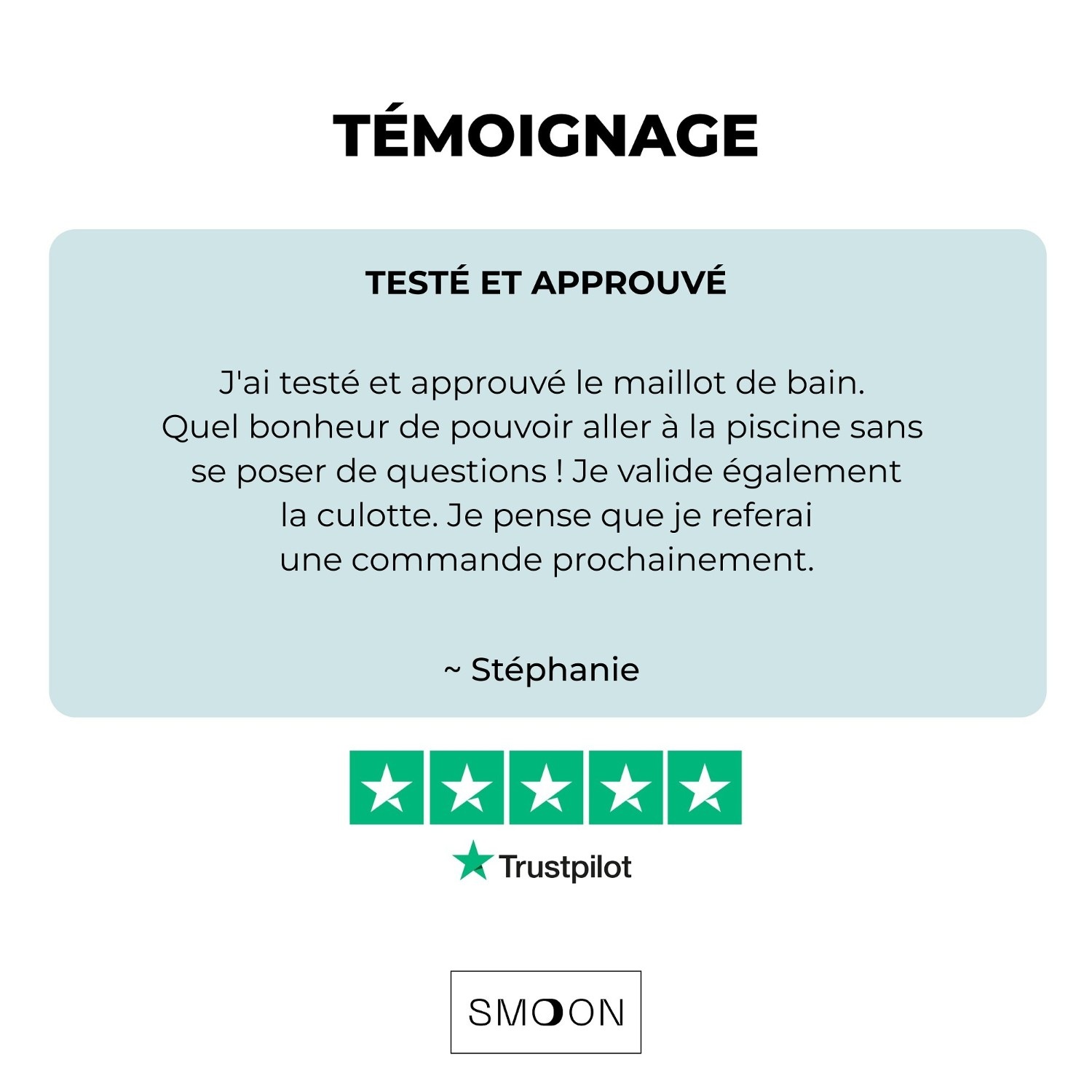 Smoon Lingerie Bas de maillot de bain menstruel Océanide flux moyen noir