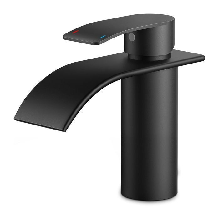 Rubinetto da bagno nero, miscelatore monocomando per acqua calda e fredda.