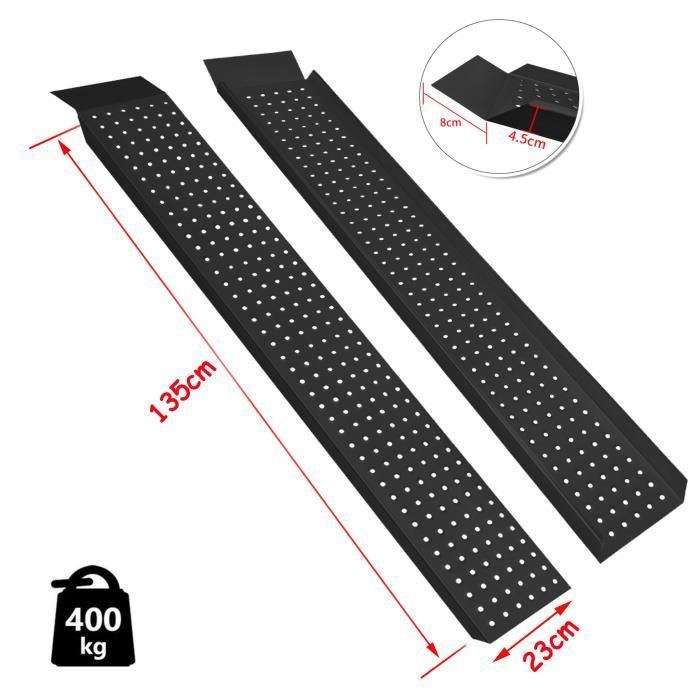 Rampa de acesso de 2 peças, rampa de carga, rampa de carga até 400 kg, aço, 135 cm, SUUSOLNY