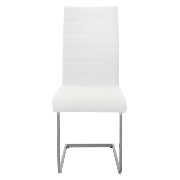 ML-Design 2 witte eetkamerstoelen van kunstleer, met ergonomische rugleuning en gewatteerde zitting, geschikt voor de woonkamer of keuken.