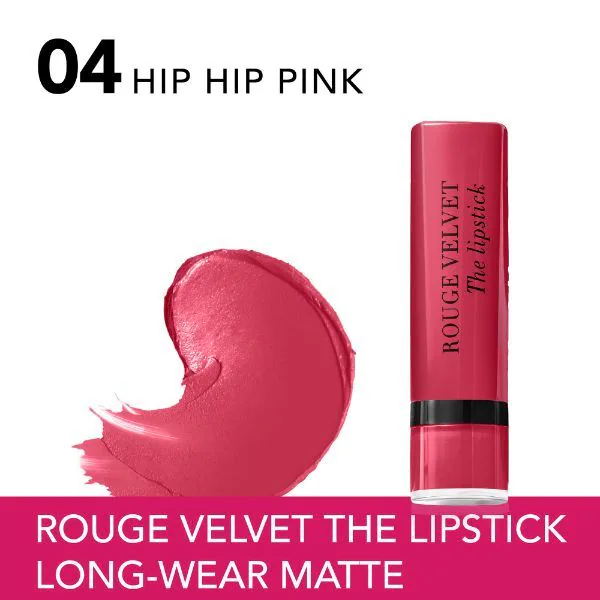 Batom Bourjois Rouge Velvet 04 Hip Hip Pink