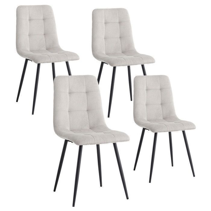 Chaises DOWISDOLY - Velours côtelé,Vintage,Gris (Lot de 4)