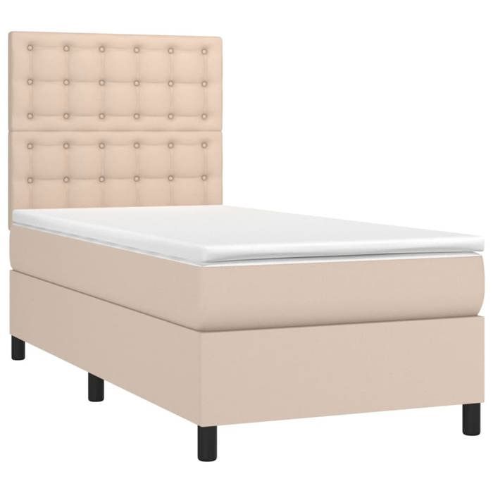 Struttura letto con materasso - Maison Exclusive - 80x200 cm - Ecopelle color cappuccino - Massimo relax