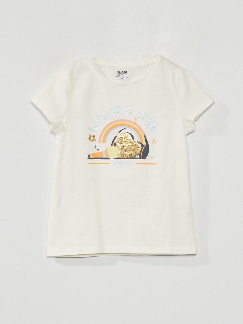 Camiseta de punto con decoración divertida - BLANCA
