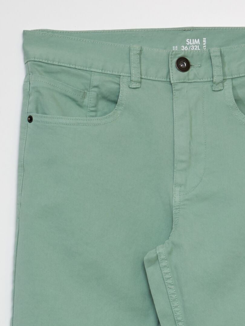 Slim fit jeans met 5 zakken - Maat L32 - GROEN