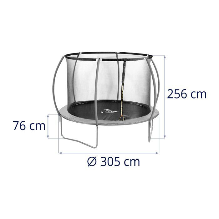 Gartentrampolin – Durchmesser 305 x 180 cm – 100 kg – Sicherheitsnetz
